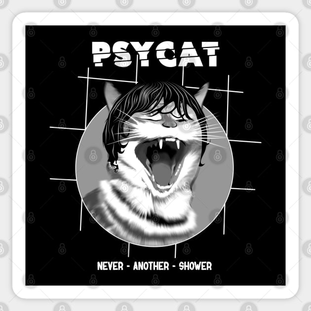 Funny Psycho cat shower Sticker by TMBTM